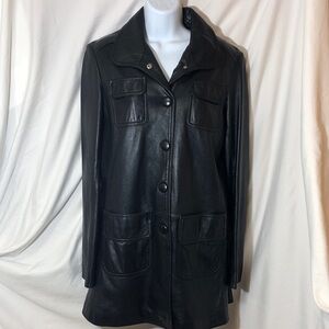 Tommy Hilfiger Women’s Black Leather Jacket, Size XL (fits like L)